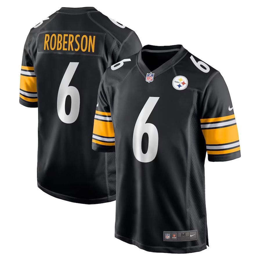 Men Pittsburgh Steelers #6 Jaquarii Roberson Nike Black Game Player NFL Jersey